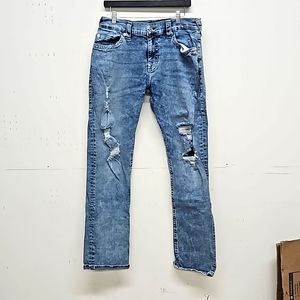 Men's True Religion distressed jeans.